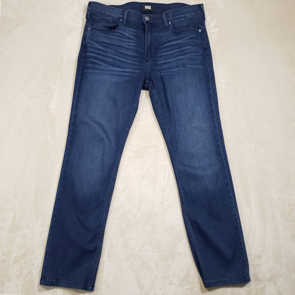 PAIGE Jeans Mens 34x30‎ Dark Wash Doncaster Slim Straight Stretch Denim M653734